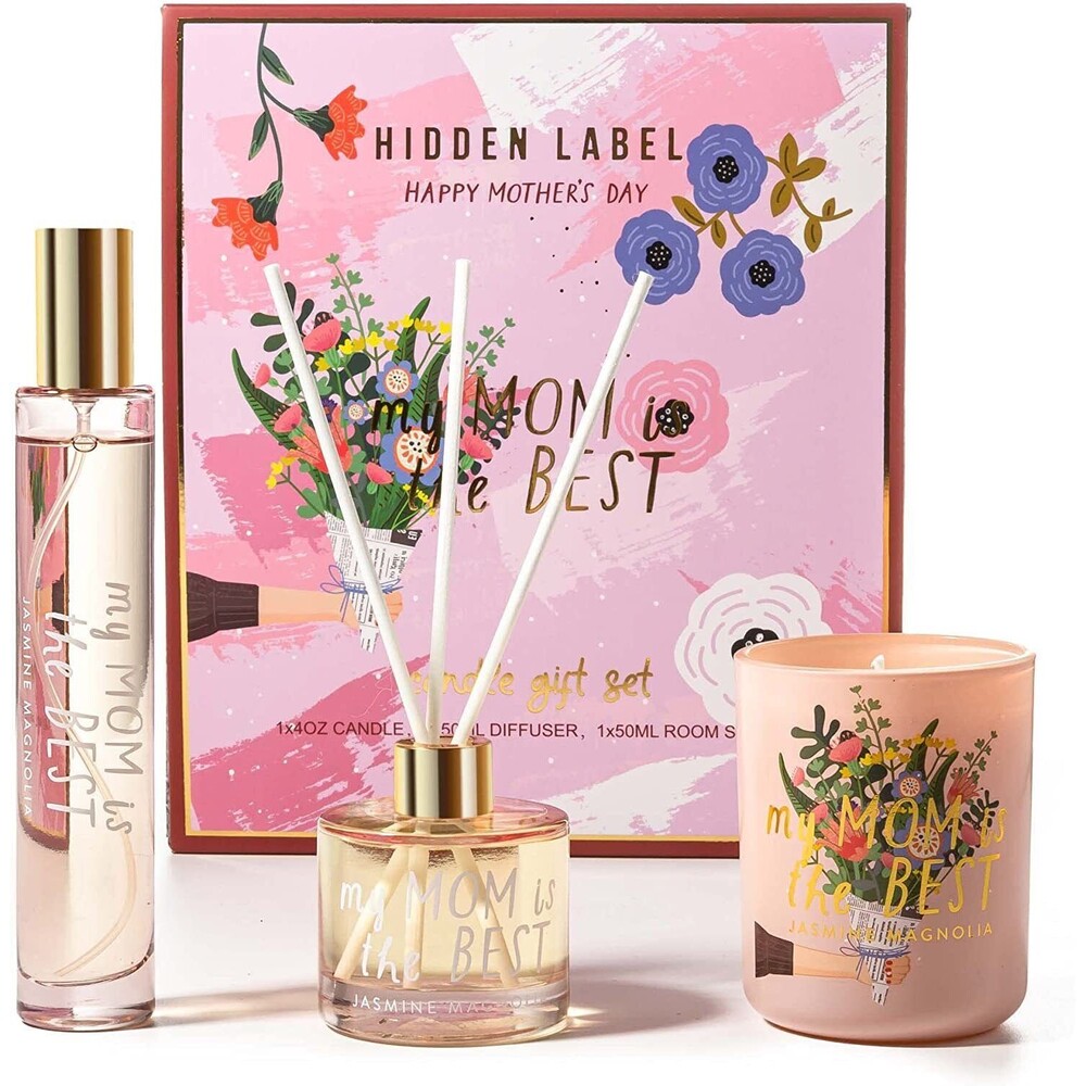 Hidden Label Scented Candles Gift Set for Mom Jasmine & Magnolia